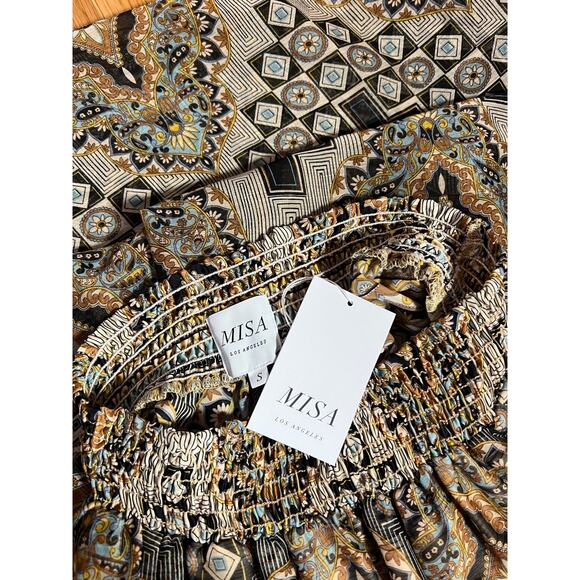 New MISA Los Angeles Pia Wide Leg Pants In Alhambra Mosaic Semi Sheer Boho Chic - Picture 3 of 9